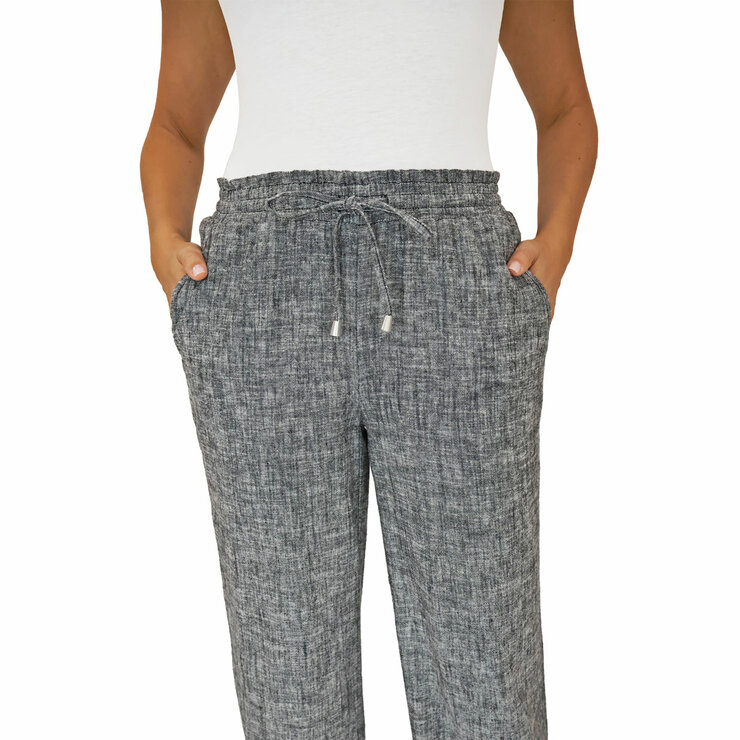 Briggs Ladies Linen Pant in Grey