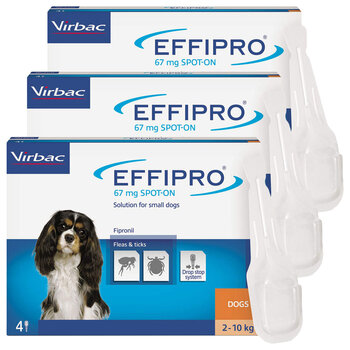 Effipro® Spot-On Flea and Tick Treatment for Small Dogs (2-10kg), 3 x 4 x 67mg