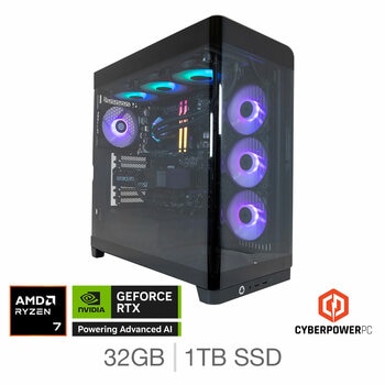 CyberPower, AMD Ryzen 7, 32GB RAM, 1TB SSD, NVIDIA GeForce RTX 5070, Gaming Desktop PC