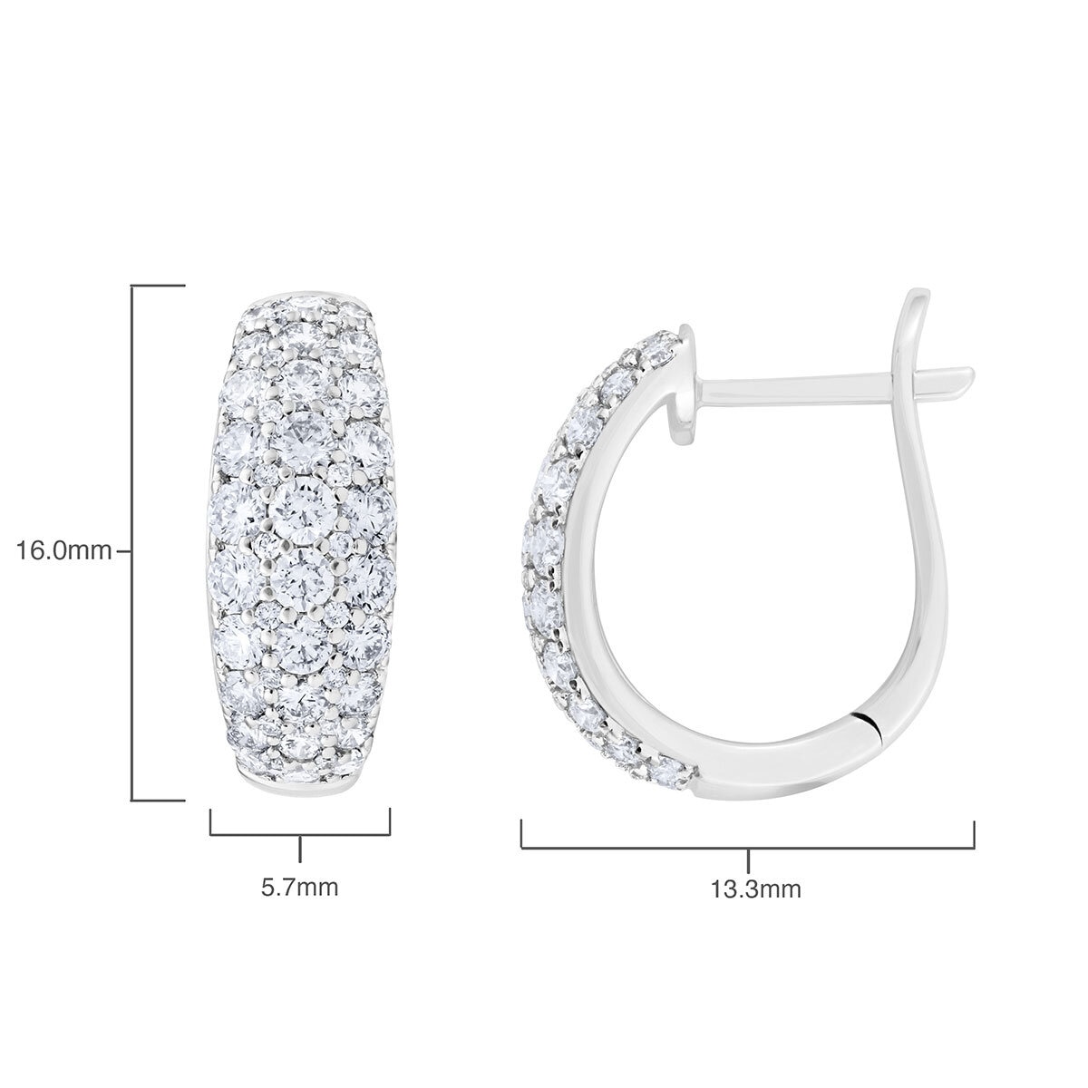 1.30ctw Round Brilliant Cut Diamond Hoop Earrings, 18ct White Gold
