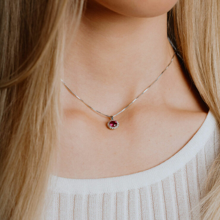 Diamonfire Round Red Zirconia PavePendant Diamonfire Round Red Zirconia PavePendant