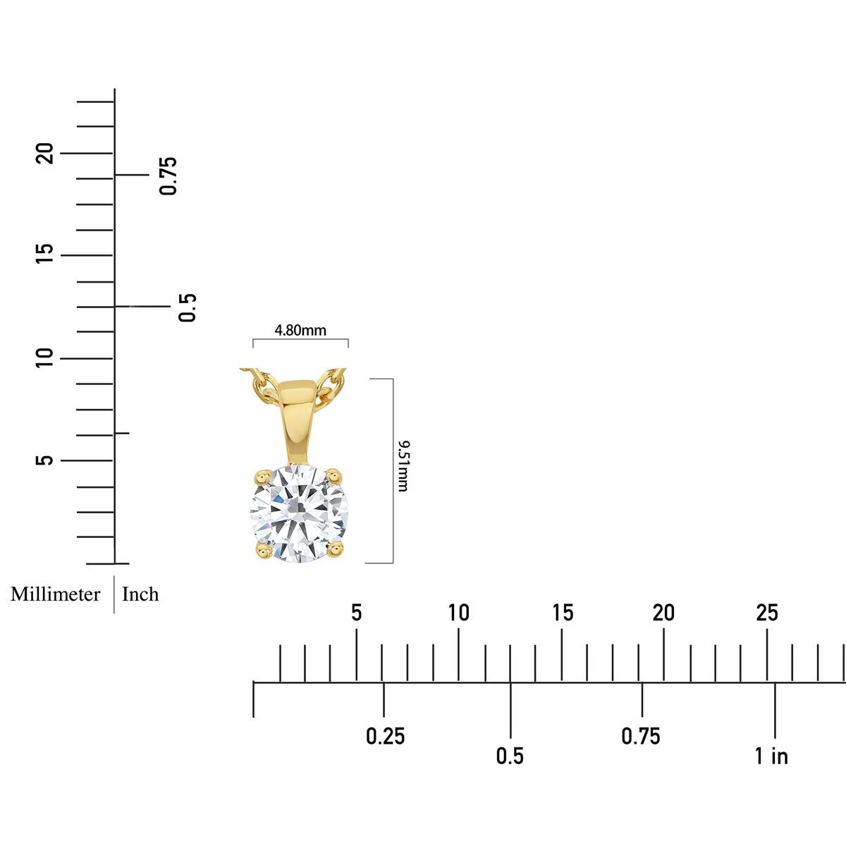 0.50ct Round Brilliant Cut Diamond Solitaire Pendant, 18ct Yellow Gold