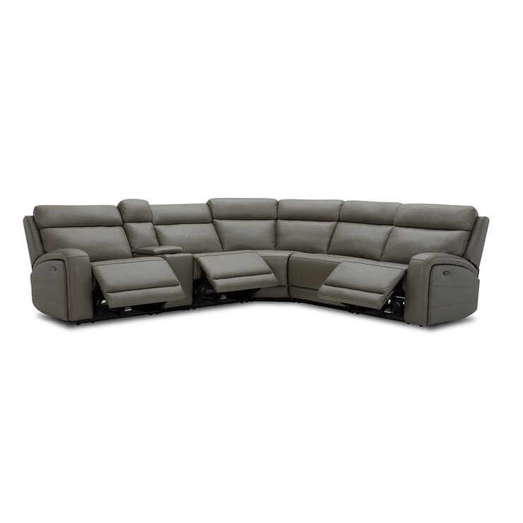 Kuka Paisley Leather Reclining Sectional Sofa with Power Headrests