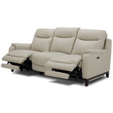 Gilman Creek Barrett 3 Seater Light Grey Leather Power Reclining Sofa with Power Headrests