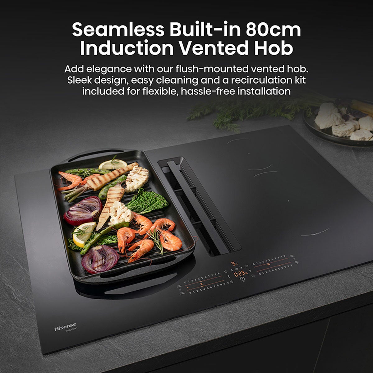 Hisense Hi6 HEH8432BSCWF 83cm Induction Hob with Bridge Zone in Black For External / Recirculation Ventilation Hisense Hi6 HEH8432BSCWF 83cm Induction Hob with Bridge Zone in Black For External / Recirculation Ventilation