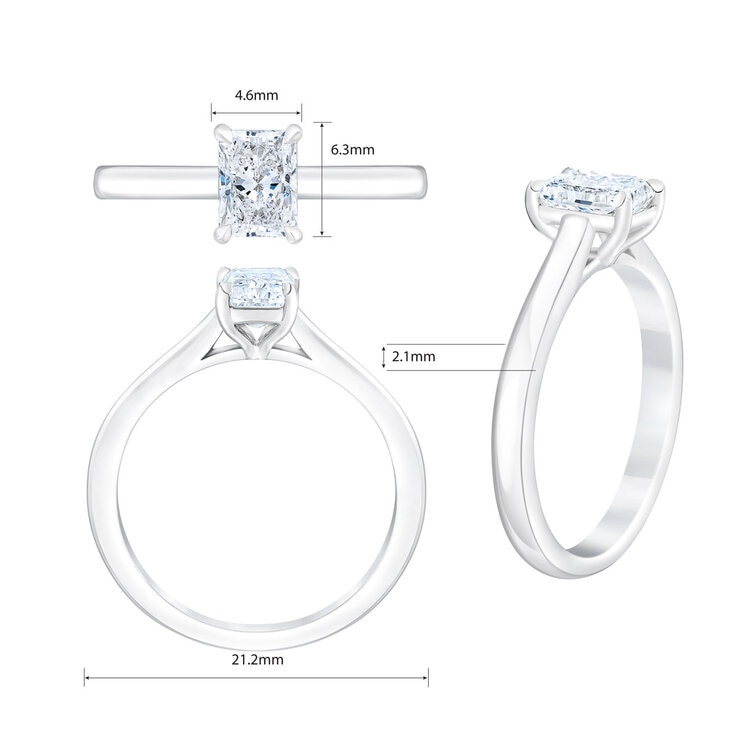 1.00 ctw Radiant Cut Diamond Solitaire Ring, Platinum 1.00 ctw Radiant Cut Diamond Solitaire Ring, Platinum