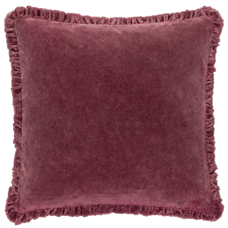 Furn Bertie Velvet Feather Fill Cushion 2 Pack in Burnt Red, 45 x 45 cm