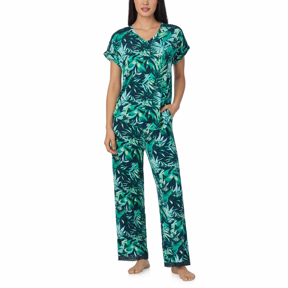 Carole Hochman 3 Piece Pyjama Set In Tropical Green