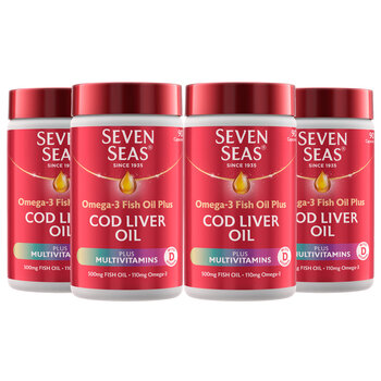 Seven Seas Cod Liver Oil Plus Multivitamins, 4 x 90 Capsules