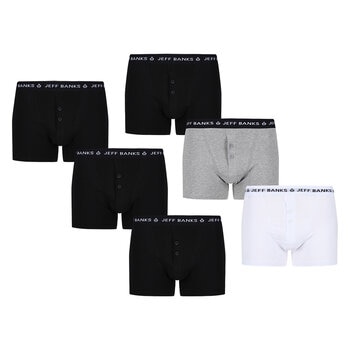 Jeff Banks Button Fly Boxers, 6 Pack