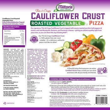 Milton's Cauliflower Crust Pizza with Roasted Vegetables, 2 Pack                                            
