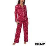 DKNY Notch Collar Pyjama Set in Red Print