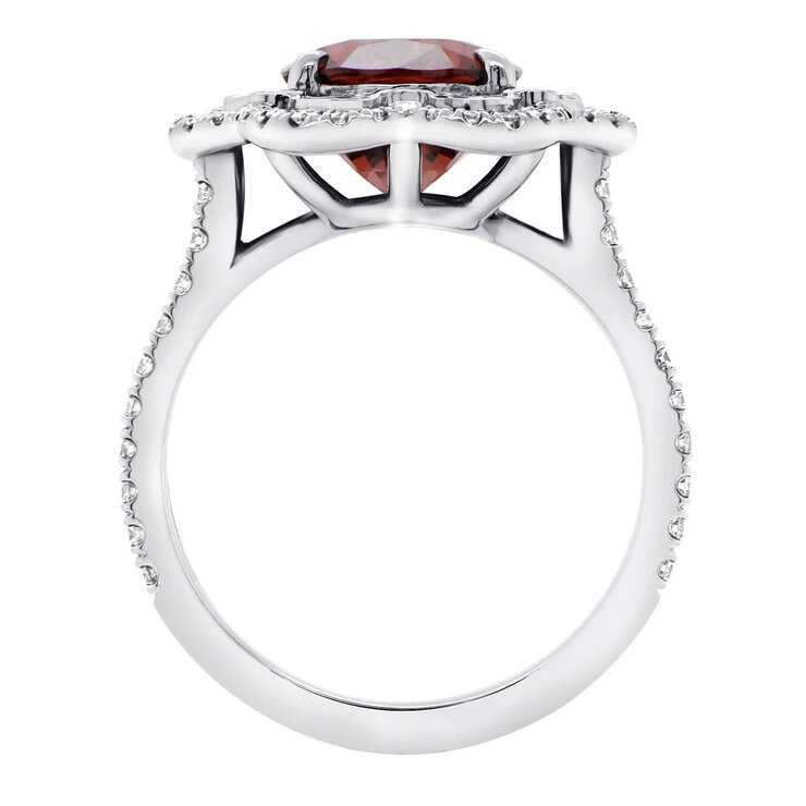 Oval Cut Spinel & 0.80ctw Diamond Halo Ring, Platinum