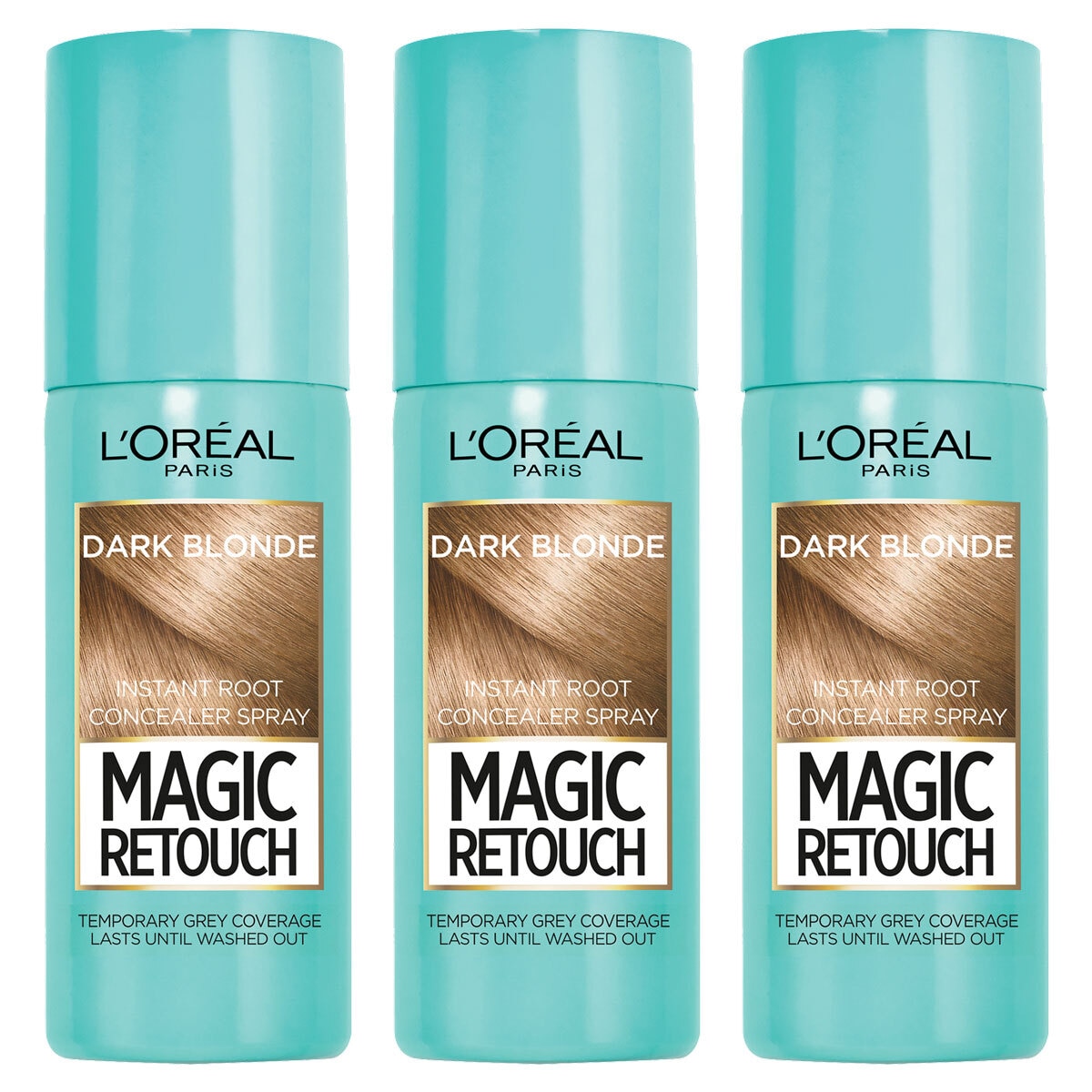 L'Oreal Magic Retouch Instant Root Concealer Spray, 3 x 75ml in Dark Blonde