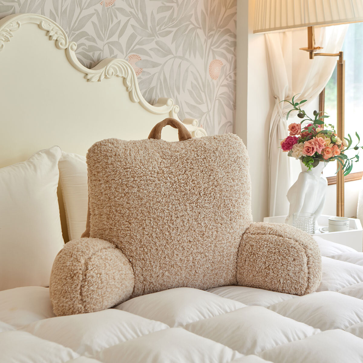 Sherpa Bed Rest Pillow 46 x 77 x 36 cm in Taupe Costco UK