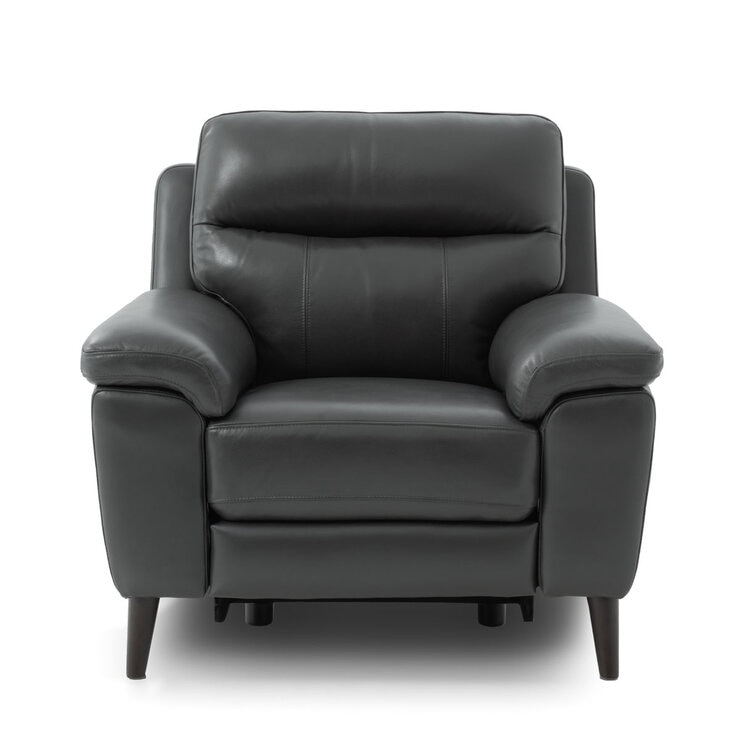 Grace Dark Grey Leather Power Reclining Armchair