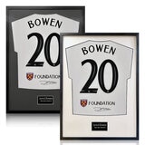 Jarrod Bowen Signed Framed WHU Football Shirt in 2 Options: White or Black Mount