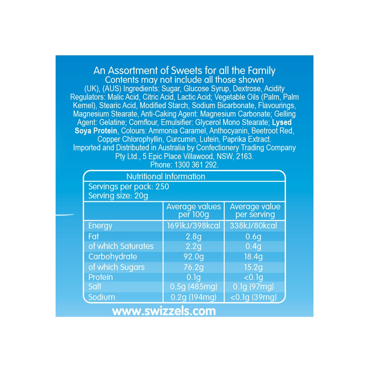 Back of Pack Label