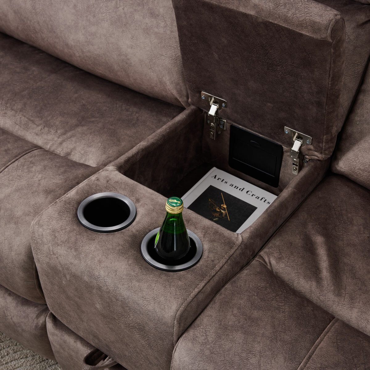 Corner Fabric Truffle Cupholders and Seat Storage/Socket