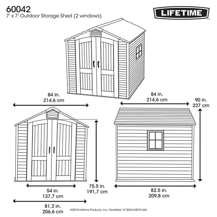Lifetime 7ft x 7ft (2.1 x 2.1m) Outdoor Storage Shed Costco UK