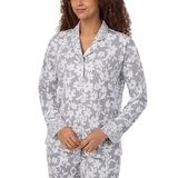 DKNY Women's Notch Collar Pyjama Set in Grey Floral