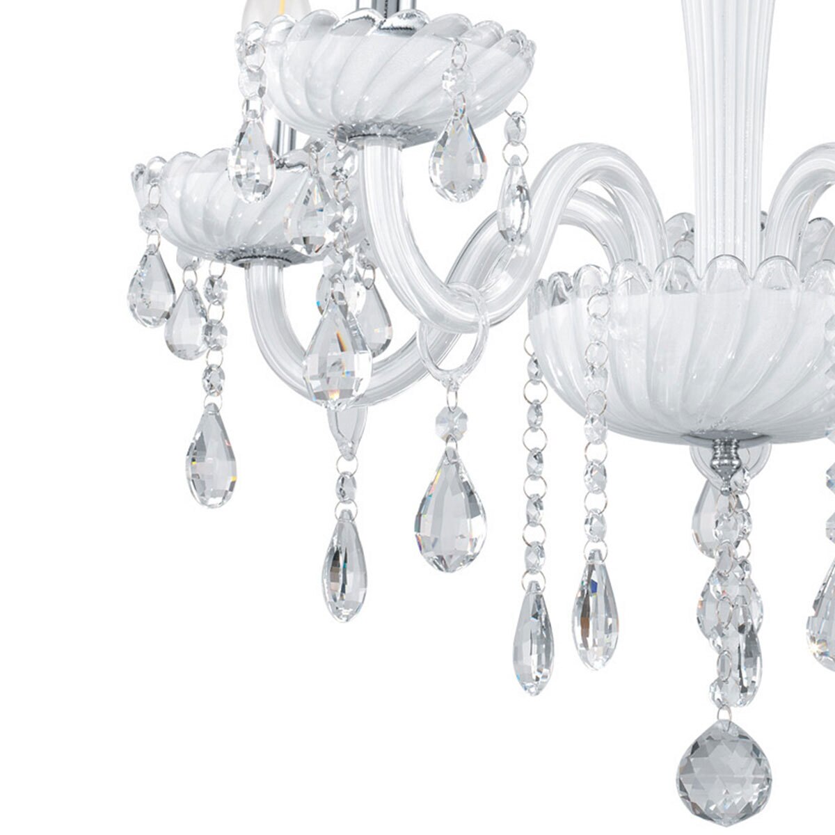 Eglo Carpento 5 Light Chandelier in Polished Chrome and White Glass