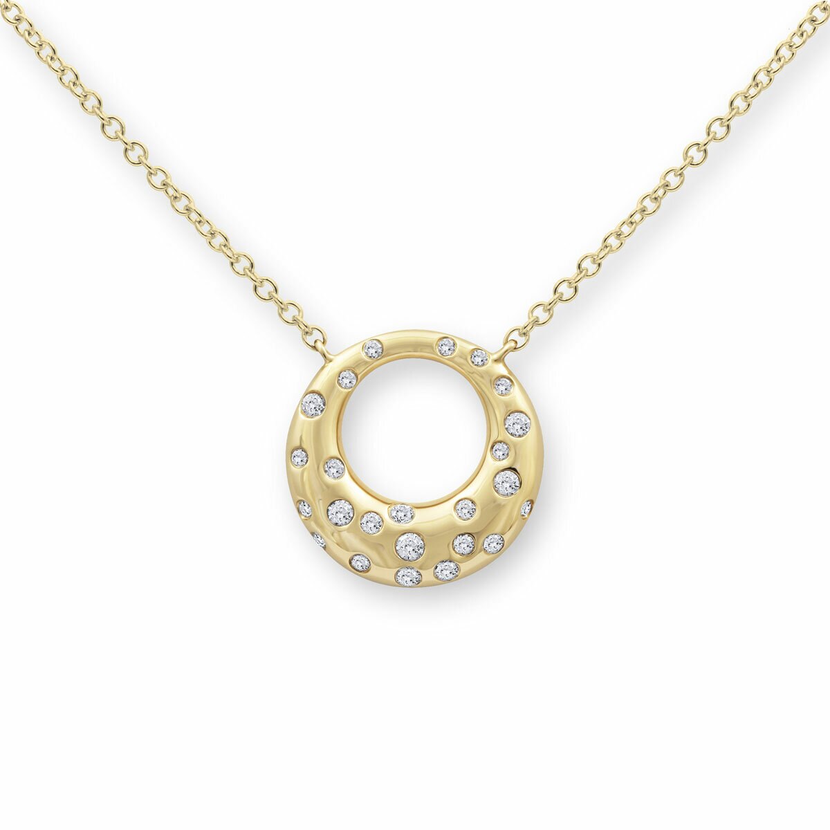 0.15ctw Round Brilliant Cut Diamond Circle Necklace, 14ct Yellow Gold