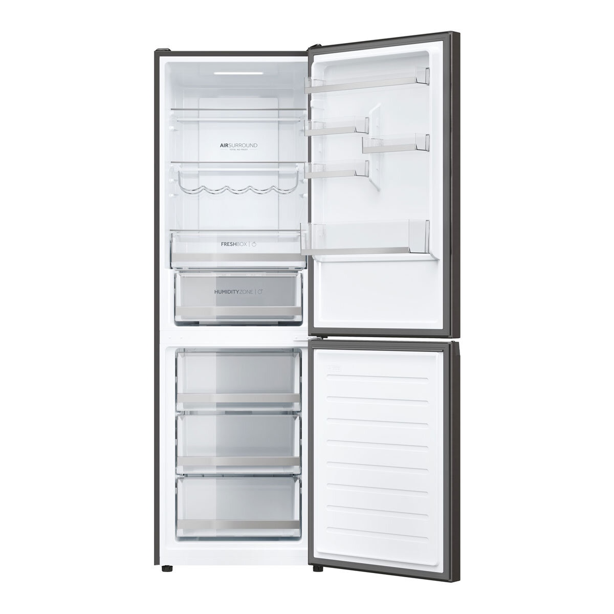 Haier Series 3, HDW3618DNPD Fridge Freezer, D Rated in Platinum Inox