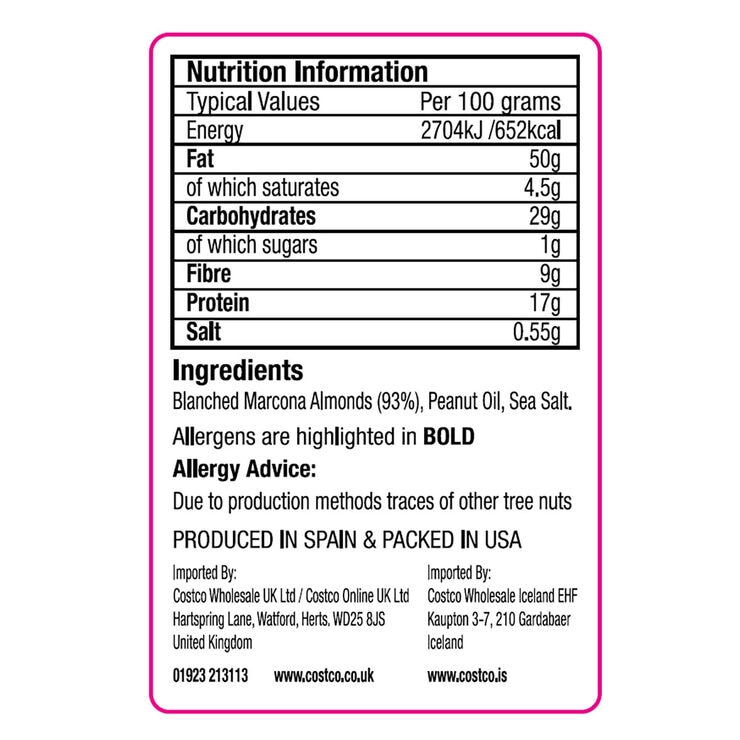 Kirkland Signature Marcona Almonds, 588g