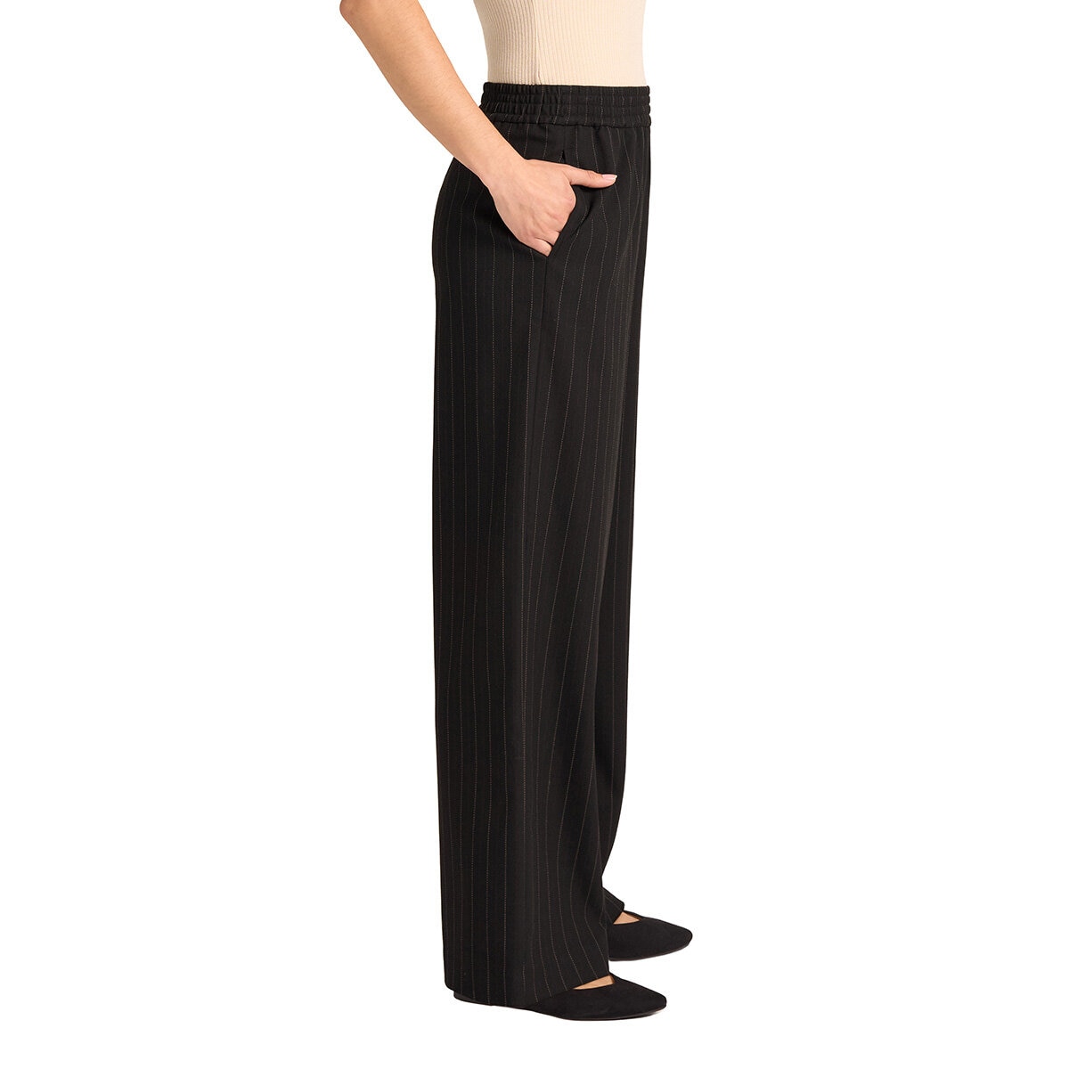 Matty M Women's Pinstripe Pant in Black