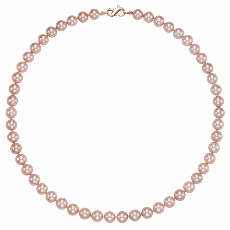 8-8.5mm Cultured Freshwater Pink Pearl Necklace, 18ct Rose Gold