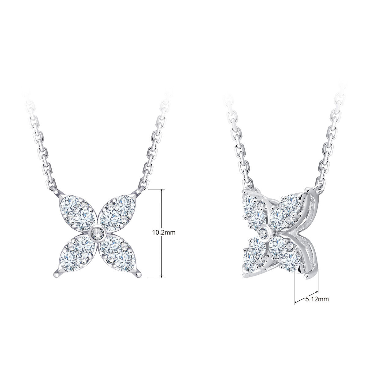 0.50ctw Round Brilliant Cut Diamond Flower Necklace, 14k White Gold