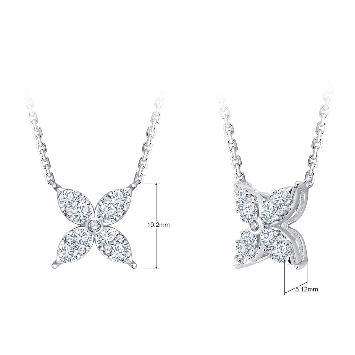 0.50ctw Round Brilliant Cut Diamond Flower Necklace, 14k White Gold