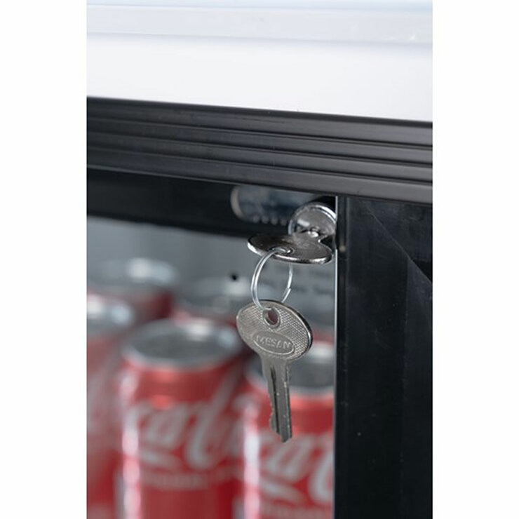 Contender RUG048 783L Commercial Sliding Double Glass Door Fridge, F Rated in White