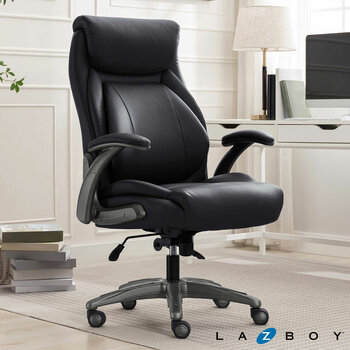 La-Z-Boy Air Lumbar Manager's Office Chair with Flip Up Arms, Black