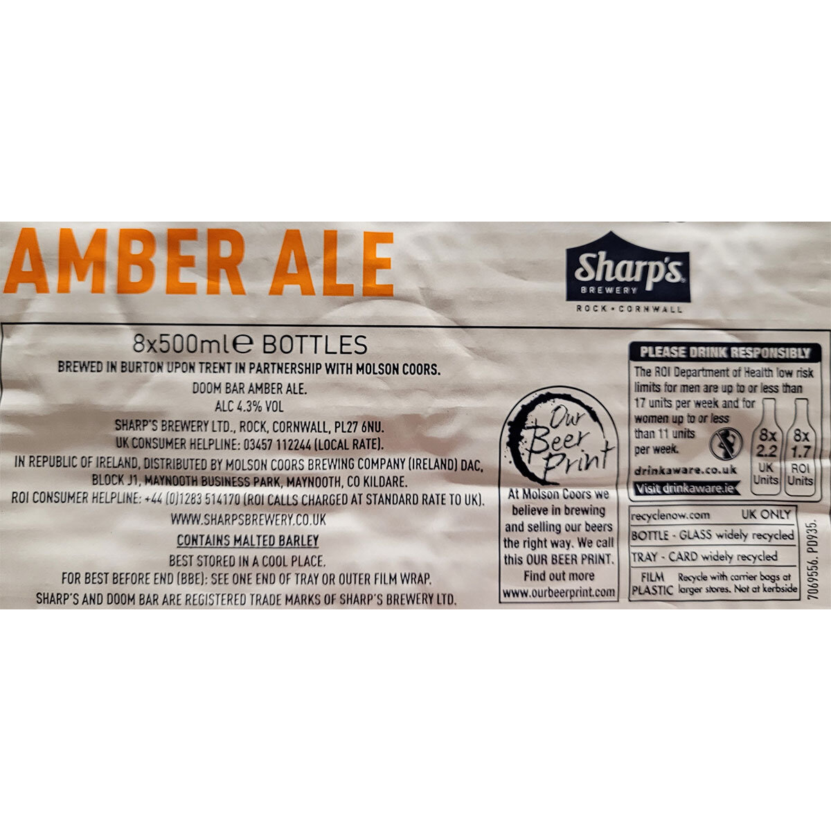 Sharp's Doom Bar Amber Ale, 8 x 500ml Box Details