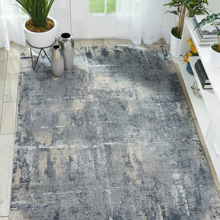 Rustic Textures Faded Blue Rug in 3 Sizes | Costco UK