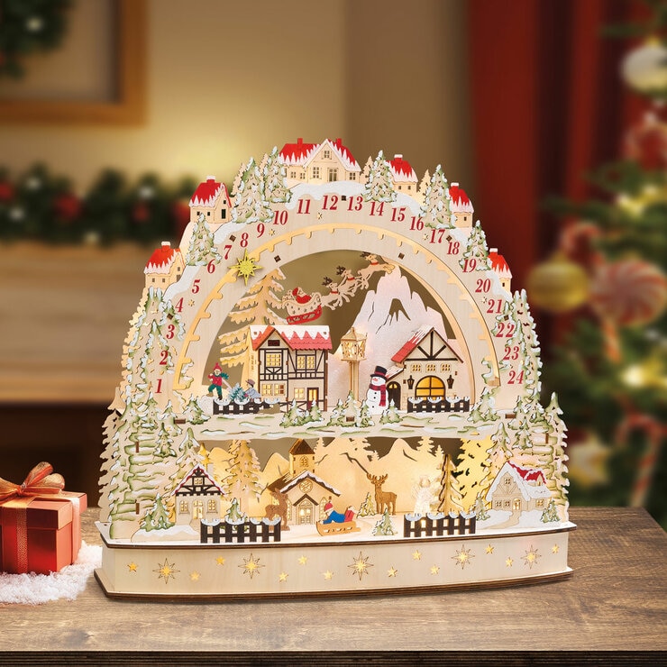 Wooden LED Advent Christmas Calendar With LED Lights Wooden LED Advent Christmas Calendar With LED Lights
