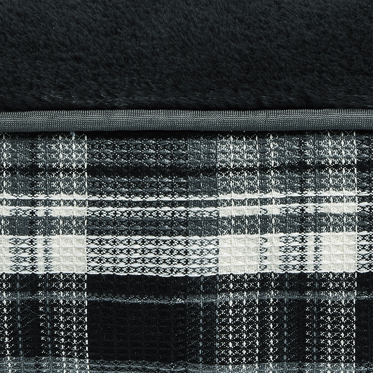 Pet Bed in Black Plaid