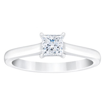 0.50ct Princess Cut Diamond Solitaire Ring, Platinum