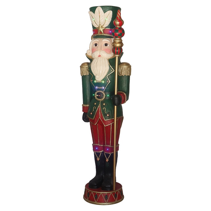 6ft Pre-lit Wood Carved Nutcracker