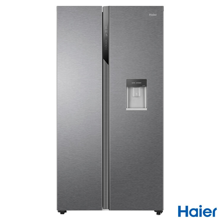 Haier HSR3918EWPG, Side by Side Fridge Freezer, E Rated in Silver