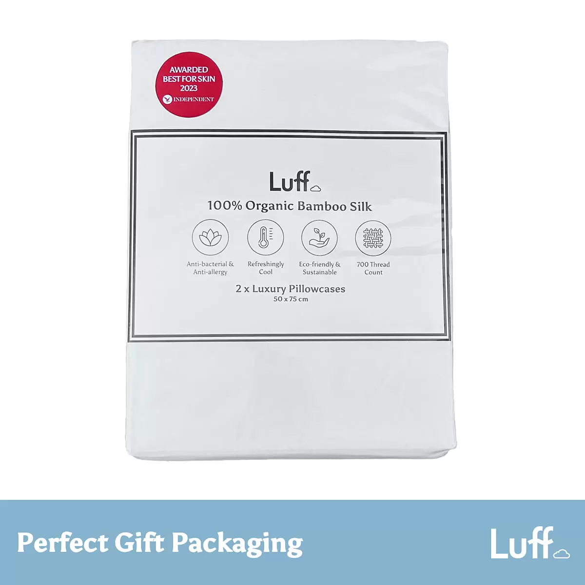 Luff 700 Fadenzahl 100% Bio Bambus Kissenbezüge 2er Pack in 3 Farben - Bild 11 von 26