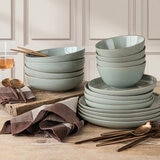 Over & Back Stoneware Dinnerware Set, 16 Piece in 2 Colours Over & Back Stoneware Dinnerware Set, 16 Piece in 2 Colours