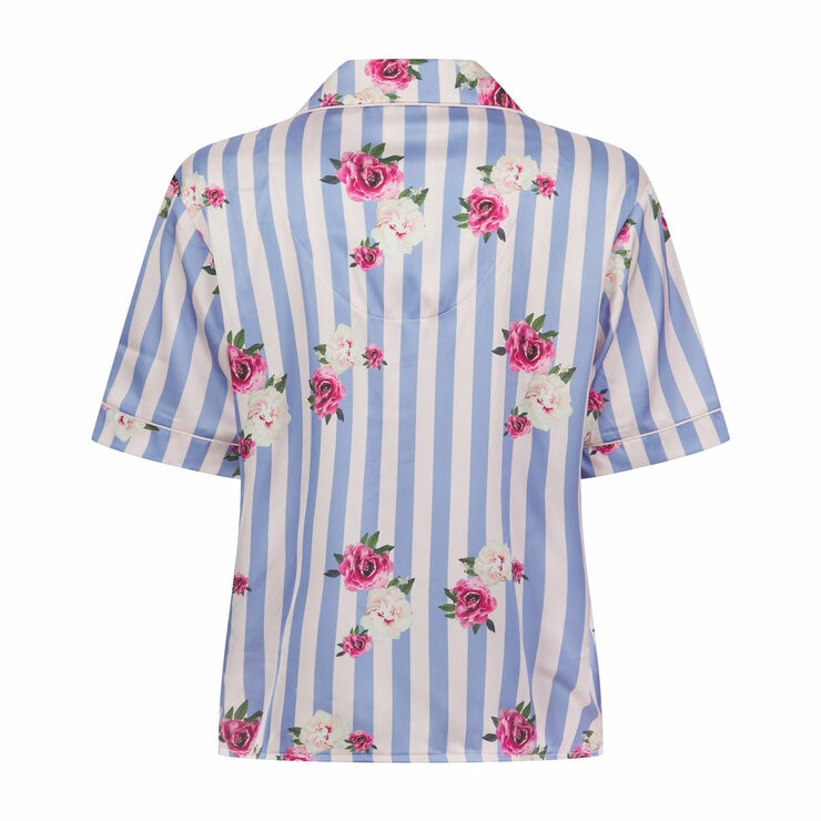 Ted Baker Ladies Satin 2 Piece PJ Set in Light Blue & White
