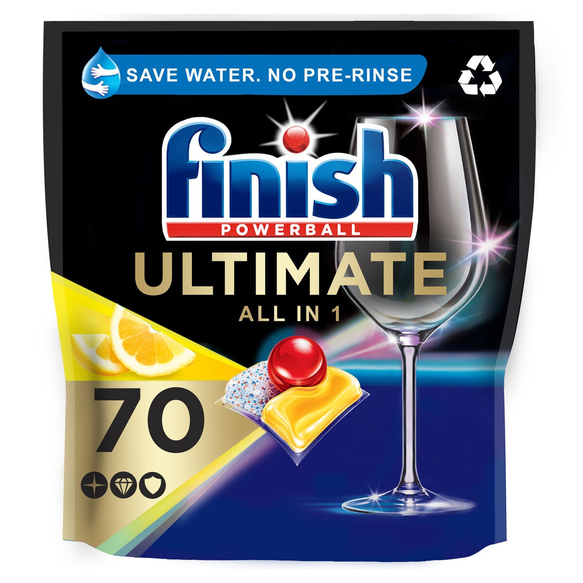 Finish Ultimate All In 1 Lemon Sparkle Tablets, 2 x 70 Pack