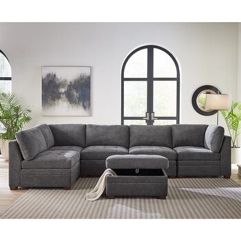 Thomasville Tisdale Dark Grey 6 Piece Modular Fabric Sofa