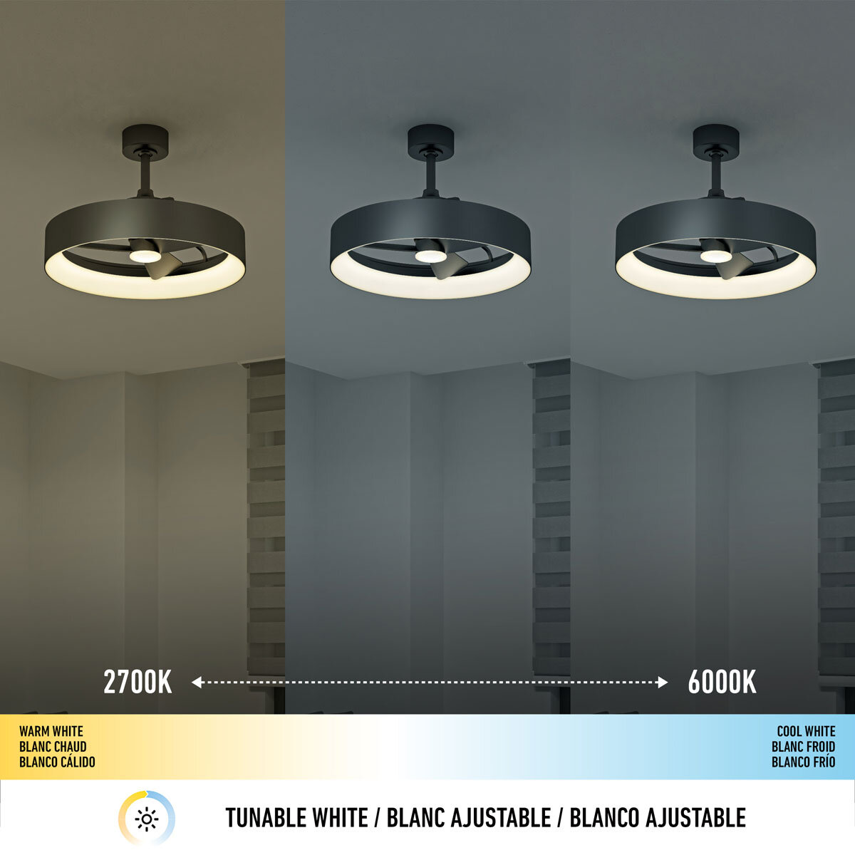 Warm white to cool white Artika Austin LED 23" Fandelier with downlight