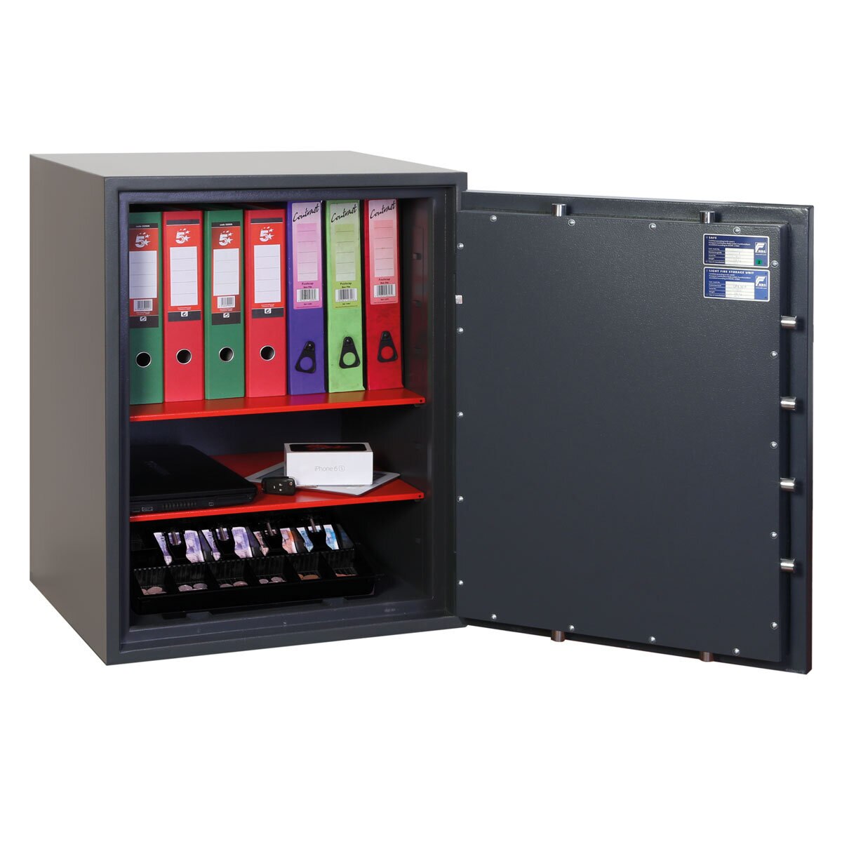 Cut out image of safe with door open