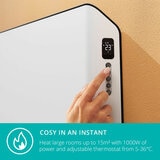 Close up image of Edge 1000 Smart Convector Heater Gen 2 showing display and controls Close up image of Edge 1000 Smart Convector Heater Gen 2 showing display and controls